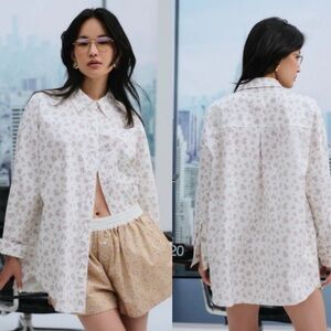 NWT For Love And Lemons Floral Oversized Button Down Shirt XS S